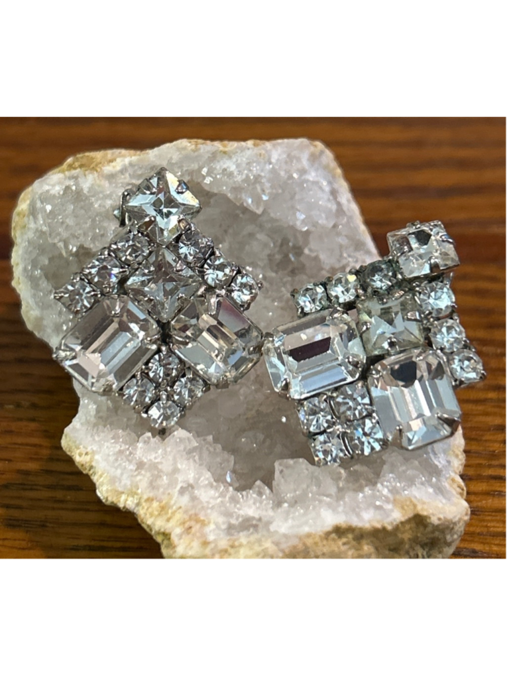 Women's sparkly Clip-On Earrings One Size Silver Rhinestone